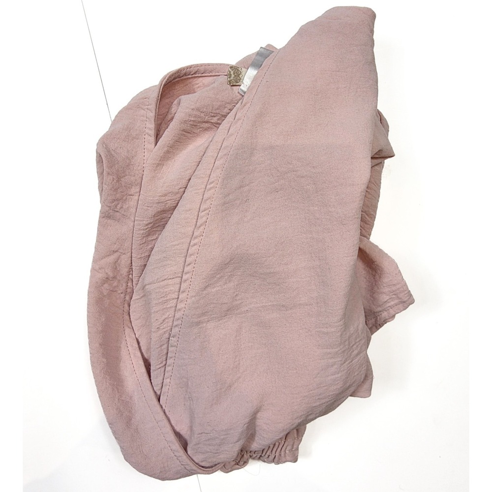Altar'd State Pink Ruffled Cropped Long Sleeve V- Neck Blouse Women's Size Small - Picture 3 of 5